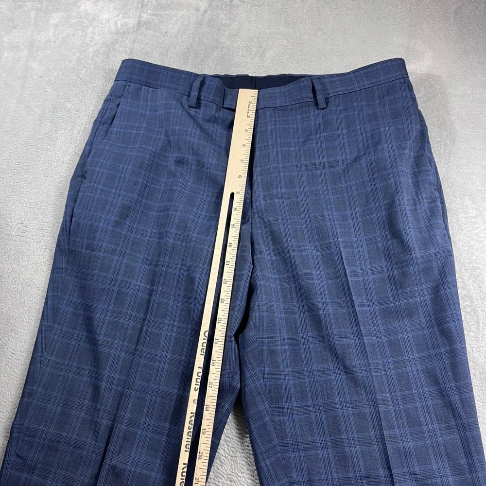 Banana Republic Slim Fit Suit 44R 35x30 Blue Plaid Marlane Italian Wool Mens